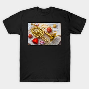 Heart Ornaments And Brass Trumpet T-Shirt